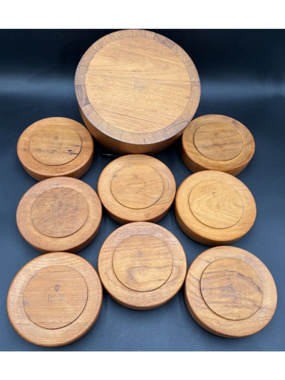Vtg Dansk Teak Wood Salad Bowls Serving Set of 9 Mid Century Modern Danish EUC - Picture 9 of 16